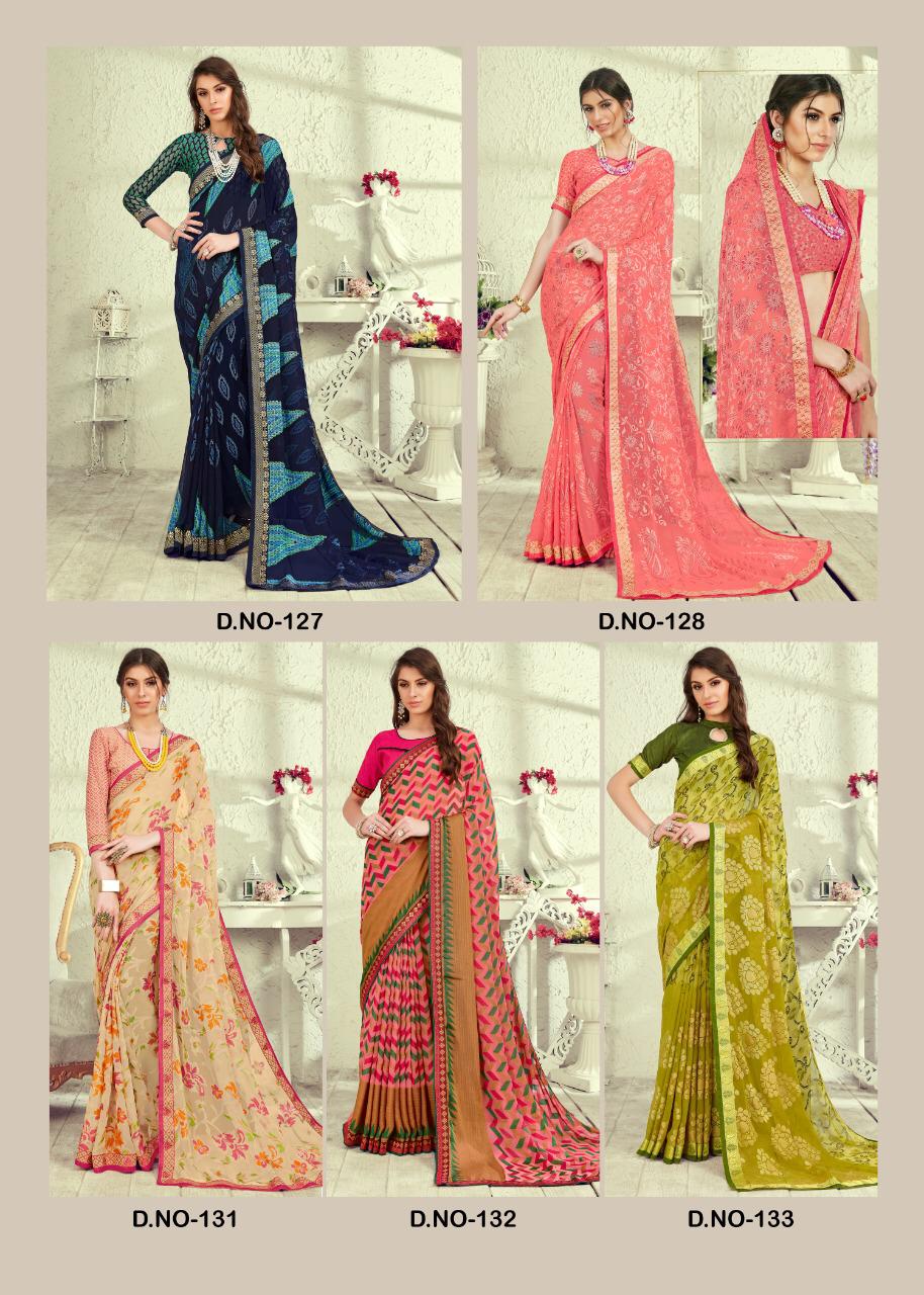 Rangrasiya By Kianaa Fashion 125 To 133 Series Indian Traditional Wear Collection Beautiful Stylish Fancy Colorful Party Wear & Occasional Wear Zimli Brasso Printed Sarees At Wholesale Price