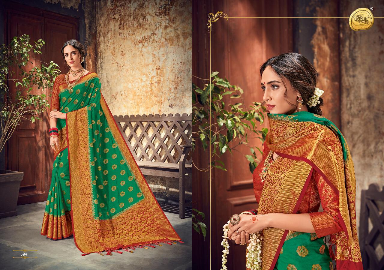 Rani Jhansi By Takht 501 To 507 Series Indian Traditional Wear Collection Beautiful Stylish Fancy Colorful Party Wear & Occasional Wear Pure Silk Sarees At Wholesale Price