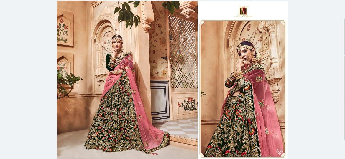 Rasamo Riwaz By M.n. Sarees 4701 To 4709 Series Indian Bridal Wear Collection Beautiful Stylish Fancy Colorful Wedding Wear & Occasional Wear Velvet Embroidered Lehengas At Wholesale Price