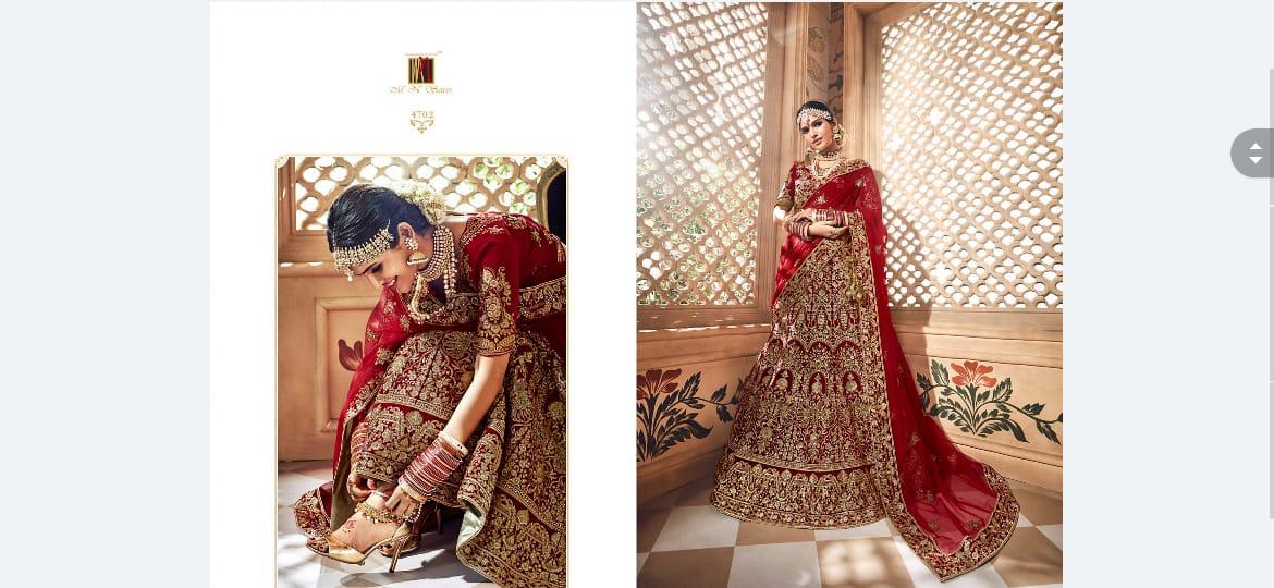 Rasamo Riwaz By M.n. Sarees 4701 To 4709 Series Indian Bridal Wear Collection Beautiful Stylish Fancy Colorful Wedding Wear & Occasional Wear Velvet Embroidered Lehengas At Wholesale Price