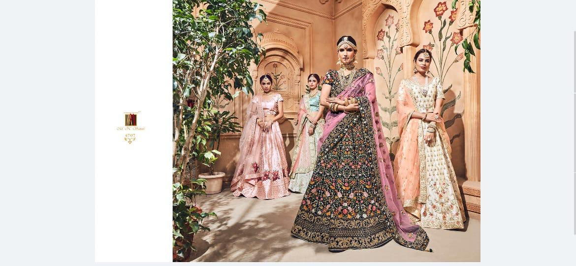 Rasamo Riwaz By M.n. Sarees 4701 To 4709 Series Indian Bridal Wear Collection Beautiful Stylish Fancy Colorful Wedding Wear & Occasional Wear Velvet Embroidered Lehengas At Wholesale Price