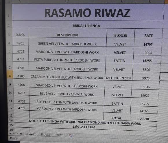 Rasamo Riwaz By M.n. Sarees 4701 To 4709 Series Indian Bridal Wear Collection Beautiful Stylish Fancy Colorful Wedding Wear & Occasional Wear Velvet Embroidered Lehengas At Wholesale Price