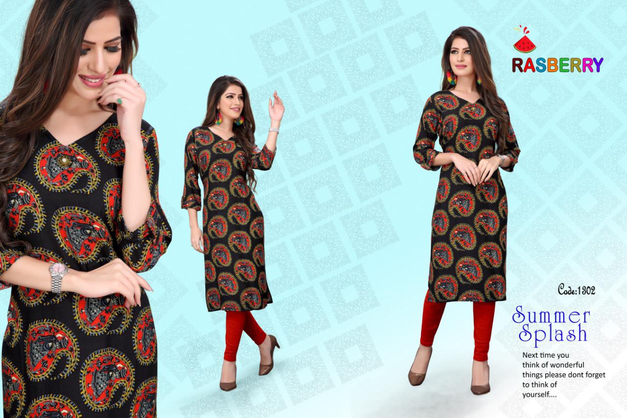 Rasberry By Watermelon 1301 To 1308 Series Beautiful Colorful Stylish Fancy Casual Wear & Ethnic Wear & Ready To Wear Rayon Print Kurtis At Wholesale Price