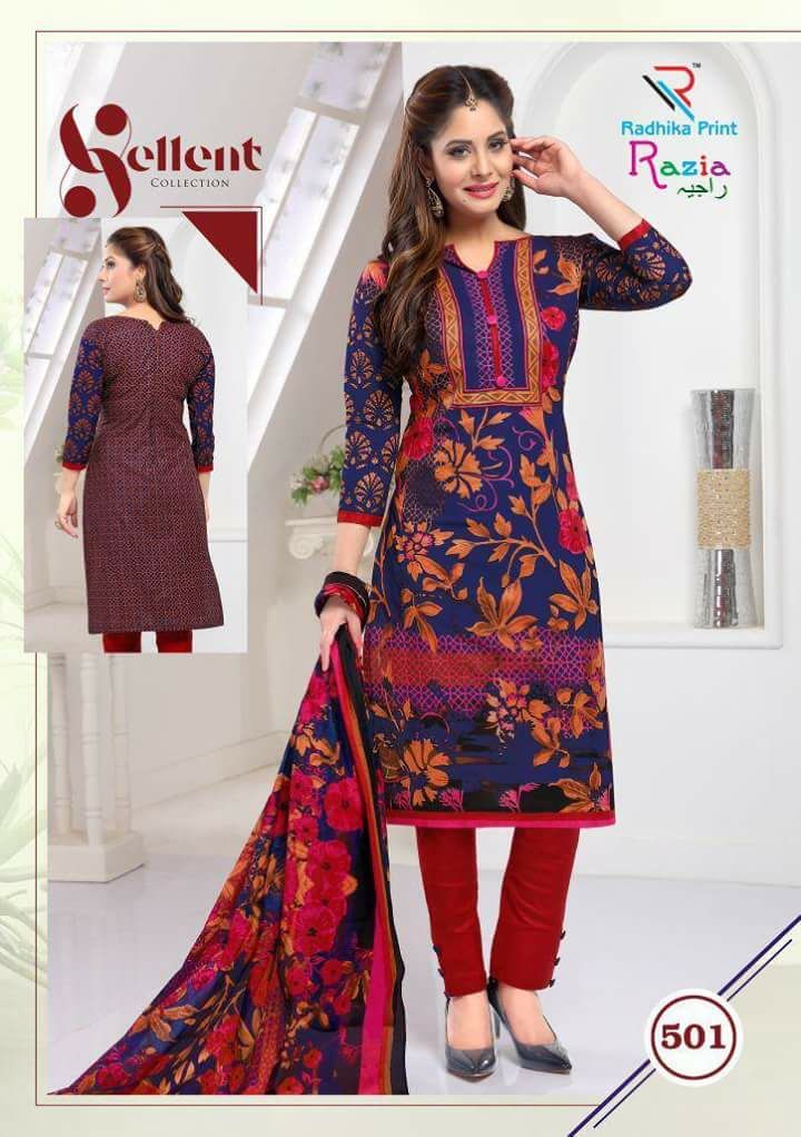 Razia By Radhika Prints 501 To 510 Series Stylish Beautiful Fancy Colorful Casual Wear & Ethnic Wear Summer Collection Cotton Printed Dresses At Wholesale Price