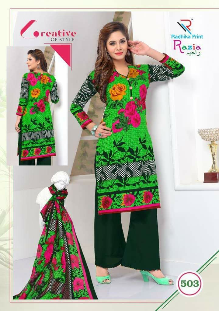 Razia By Radhika Prints 501 To 510 Series Stylish Beautiful Fancy Colorful Casual Wear & Ethnic Wear Summer Collection Cotton Printed Dresses At Wholesale Price