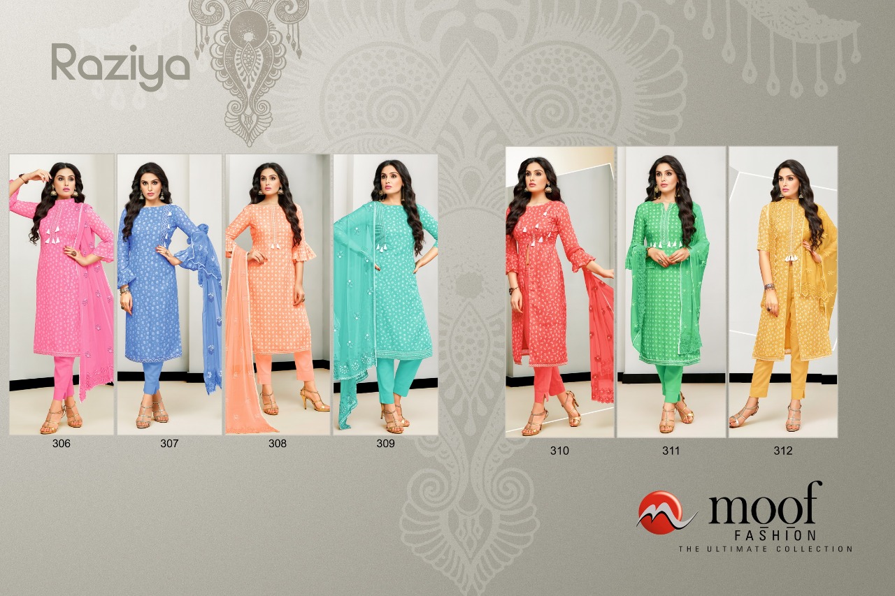 Raziya By Moof Fashion 106 To 112 Series Beautiful Suits Stylish Fancy Colorful Casual Wear & Ethnic Wear Collection Cotton Satin Printed Dresses At Wholesale Price