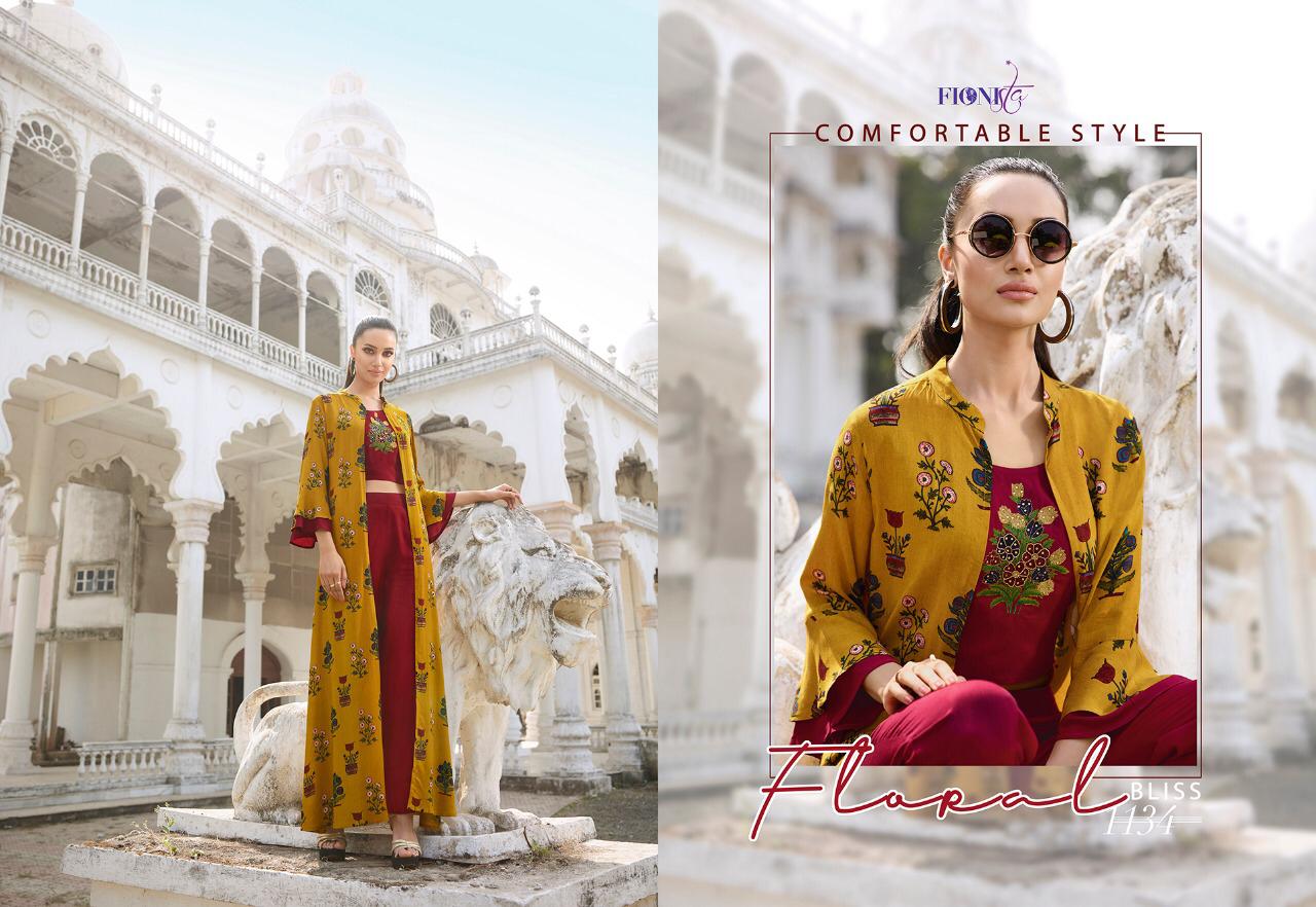 Redefining Trendz By Fionista 1131 To 1136 Series Beautiful Stylish Fancy Colorful Designer Party Wear & Ethnic Wear & Ready To Wear Rayon Kurtis With Bottoms At Wholesale Price