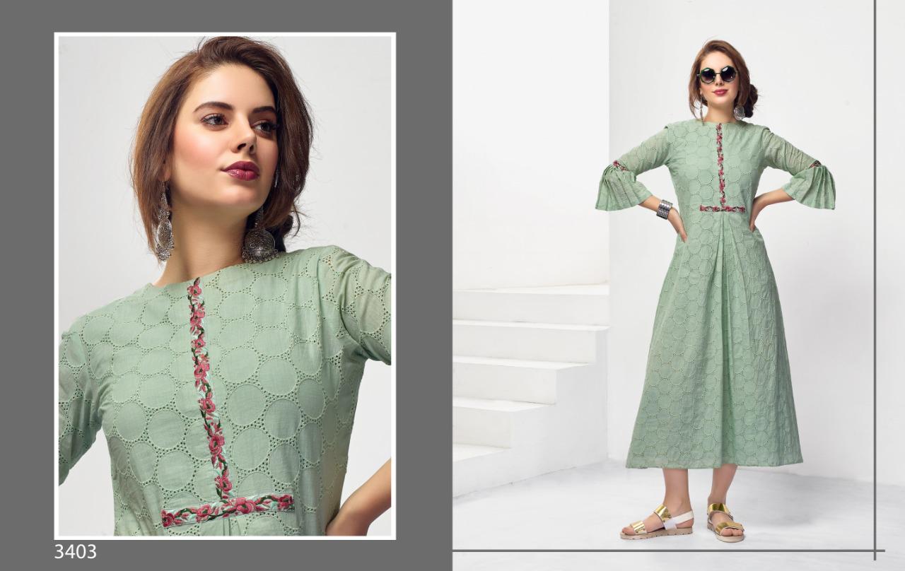 Reena Vol-2 By Nitara 3401 To 3405 Series Stylish Fancy Beautiful Colorful Casual Wear & Ethnic Wear Pure Weaving Cotton Embroidery Kurtis At Wholesale Price