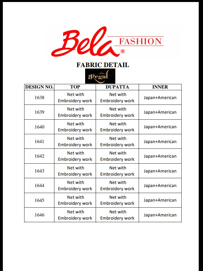 Regal By Bela Fashion 1638 To 1646 Series Designer Wear Collection Anarkali Suits Colorful Stylish Fancy Beautiful Party Wear & Occasional Wear Net Embroidered Dresses At Wholesale Price