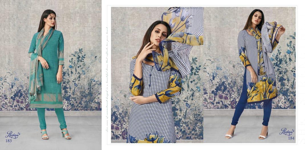 Resham Vol-5 By Anmol Tex 181 To 188 Series Beautiful Suits Stylish Fancy Colorful Casual Wear & Ethnic Wear French Crepe Work Dresses At Wholesale Price
