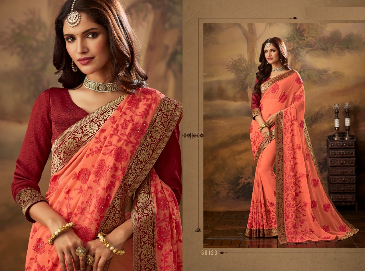 Reshmi Chiffon By Indian Women 50121 To 50130 Series Indian Traditional Wear Collection Beautiful Stylish Fancy Colorful Party Wear & Occasional Wear Chiffon Sarees At Wholesale Price