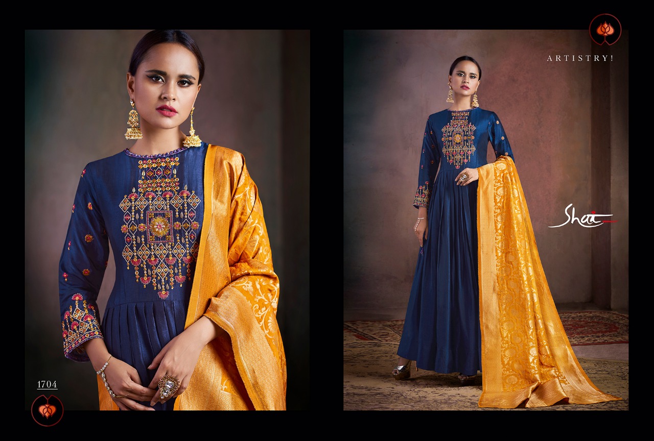 Rhythm By Shai 1701 To 1707 Series Designer Anarkali Suits Beautiful Stylish Fancy Colorful Party Wear & Occasional Wear Pure Bemberg Silk Dresses At Wholesale Price