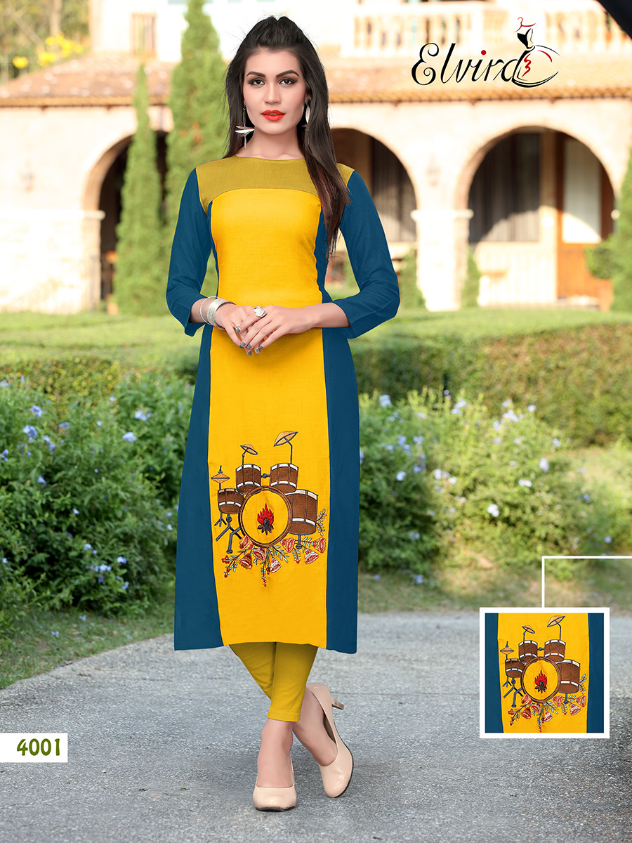 Rich Girl Vol-1 By Elvira 4001 To 4007 Series Beautiful Stylish Fancy Colorful Casual Wear & Ethnic Wear Heavy Rayon Slub Embroidered Kurtis At Wholesale Price