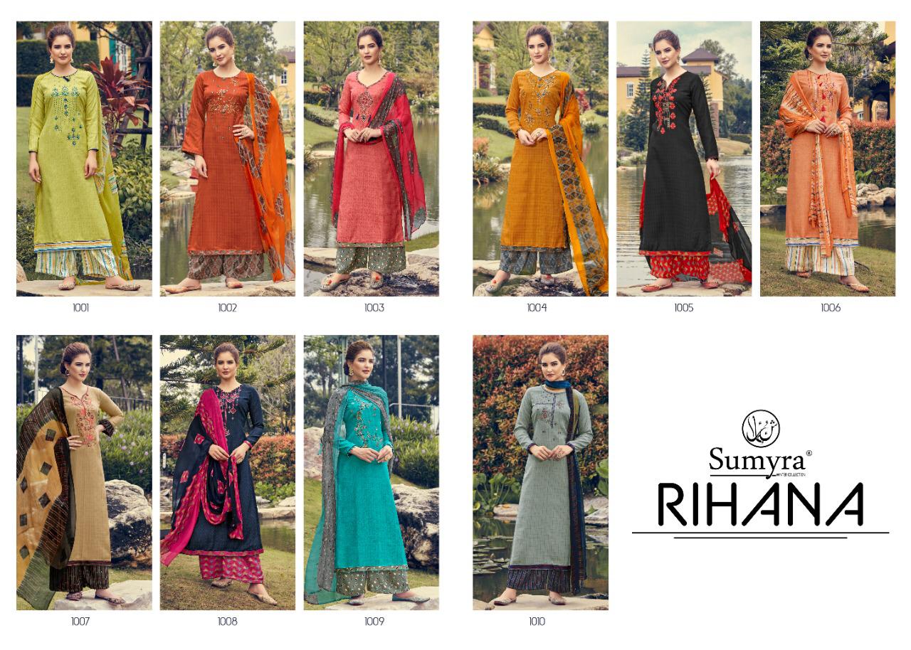 Rihana By Sumyra 1001 To 1010 Series Indian Traditional Wear Collection Beautiful Stylish Fancy Colorful Party Wear & Occasional Wear Pure Pashmani Printed With Self Embroidery Dresses At Wholesale Price