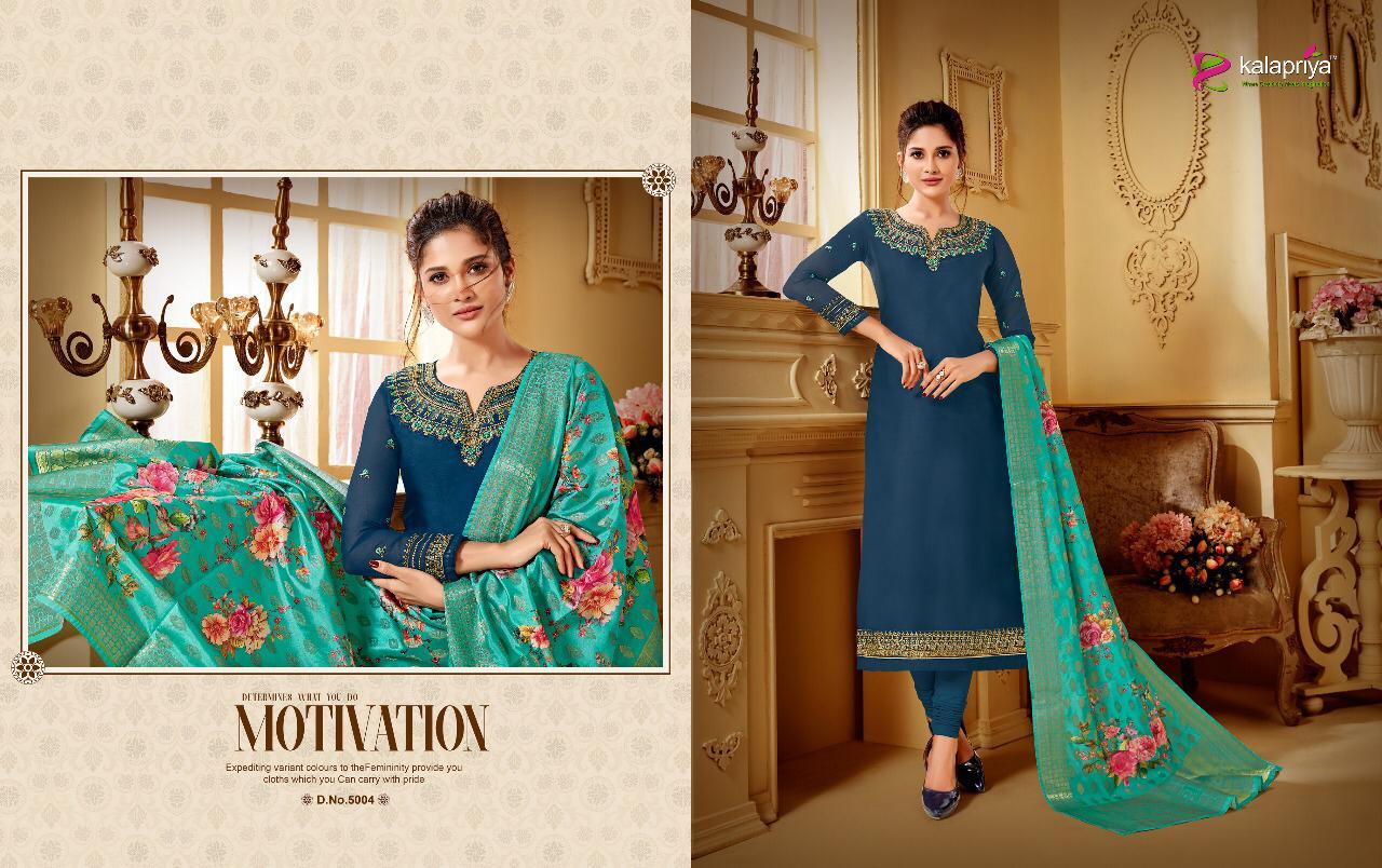 Rim Zim Vol -5 By Kalapriya 5001 To 5005  Series Beautiful Suits Colorful Stylish Fancy Colorful Casual Wear & Ethnic Wear Heavy Satin Georgette With Embroidery Dresses At Wholesale Price