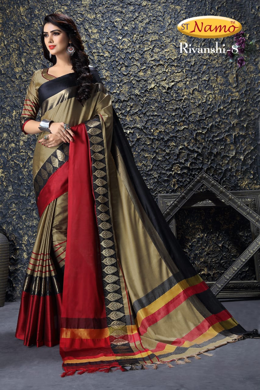 Rivanshi By St Namo 1 To 11 Series Indian Traditional Collection Beautiful Stylish Fancy Colorful Party Wear & Occasional Wear Cotton Silk Sarees At Wholesale Price