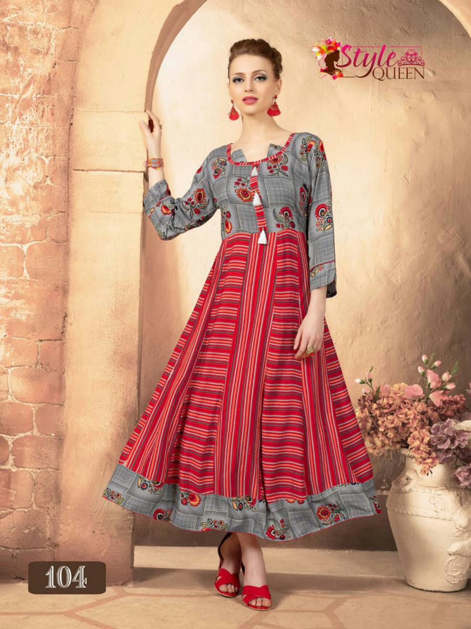 Rivayaatt By Style Queen  101 To 108 Series Beautiful Stylish Fancy Colorful Casual Wear & Ethnic Wear & Ready To Wear Rayon Prints Kurtis At Wholesale Price