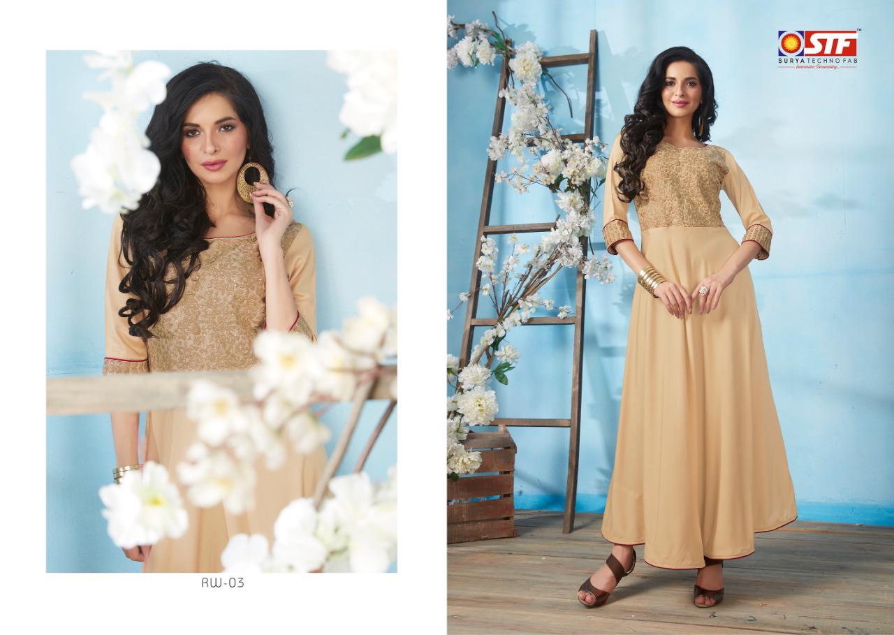 Riwaaz By Surya Techno Fab 01 To 08 Series Designer Wear Collection Beautiful Stylish Fancy Colorful Party Wear & Occasional Wear High Quality Airjet Rayon Dyed Gowns At Wholesale Price