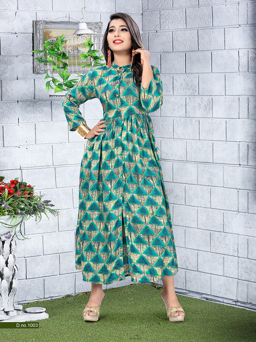 Rockstar By Fs 1001 To 1006 Series Beautiful Stylish Colorful Fancy Party Wear & Ethnic Wear & Ready To Wear Heavy Rayon Kurtis At Wholesale Price