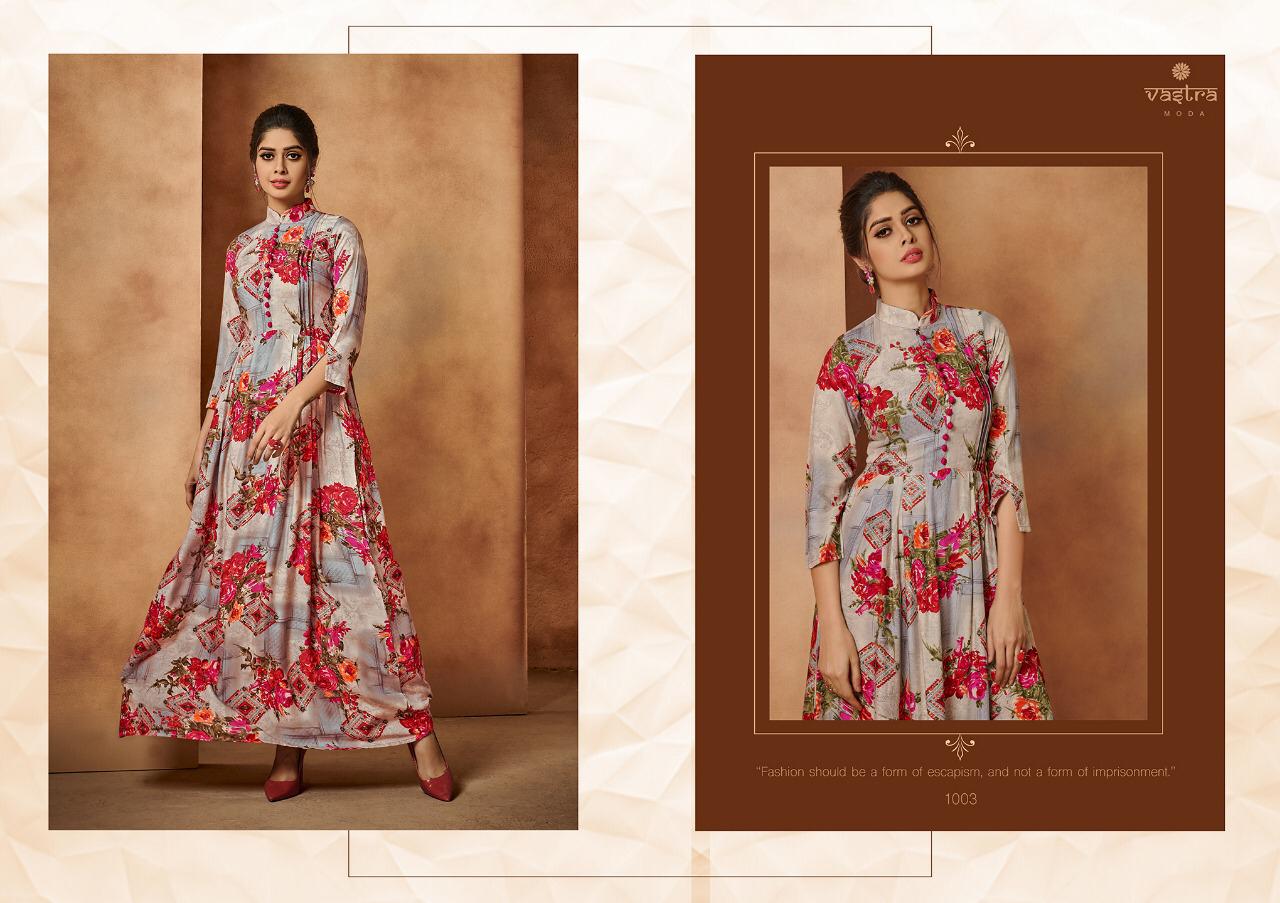 Rohini Vol-1 By Vastra Moda 1001 To 1008 Series Beautiful Colorful Stylish Fancy Casual Wear & Ethnic Wear & Ready To Wear Premium Rayon Printed Kurtis At Wholesale Price