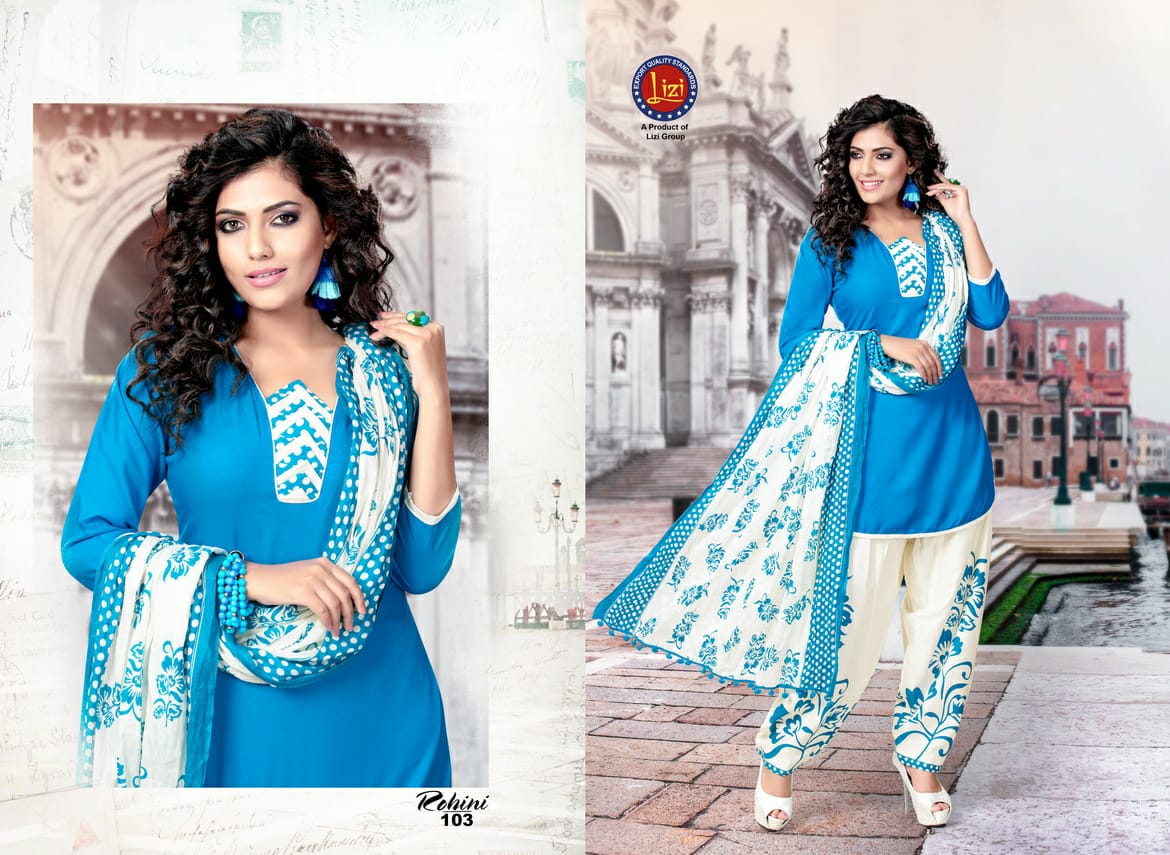 Rohini By Lizi 101 To 108 Series Beautiful Patiyala Stylish Colorful Fancy Casual Wear & Ethnic Wear & Ready To Wear Rayon Printed Dresses At Wholesale Price