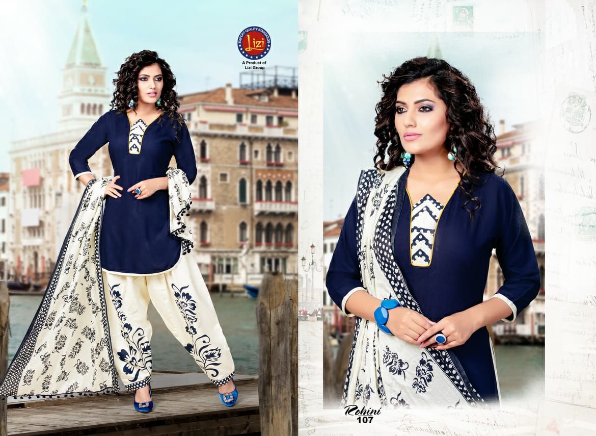 Rohini By Lizi 101 To 108 Series Beautiful Patiyala Stylish Colorful Fancy Casual Wear & Ethnic Wear & Ready To Wear Rayon Printed Dresses At Wholesale Price