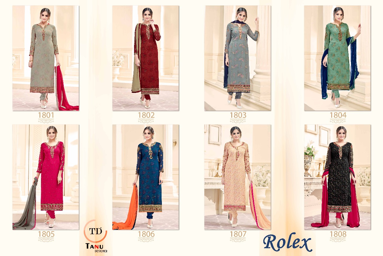 Rolex By Tanu Designer 1801 To 1808 Series Beautiful Stylish Fancy Colorful Party Wear & Occasional Wear Pure Blooming Georgette Dresses At Wholesale Price