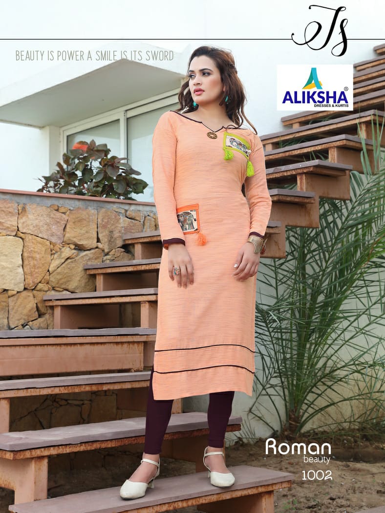 Roman Beauty By Aliksha 1001 To 1008 Series Beautiful Colorful Stylish Fancy Casual Wear & Ethnic Wear & Ready To Wear Heavy Rayon Embroidered Kurtis At Wholesale Price
