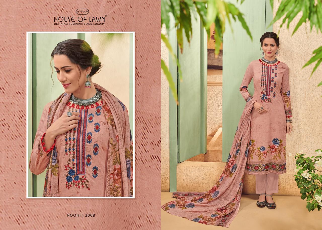 Roohi By House Of Lawn 3001 To 3010 Series Designer Pakistani Suits Beautiful Fancy Colorful Stylish Party Wear & Ethnic Wear Pure Karachi Lawn Digital Print Dresses At Wholesale Price
