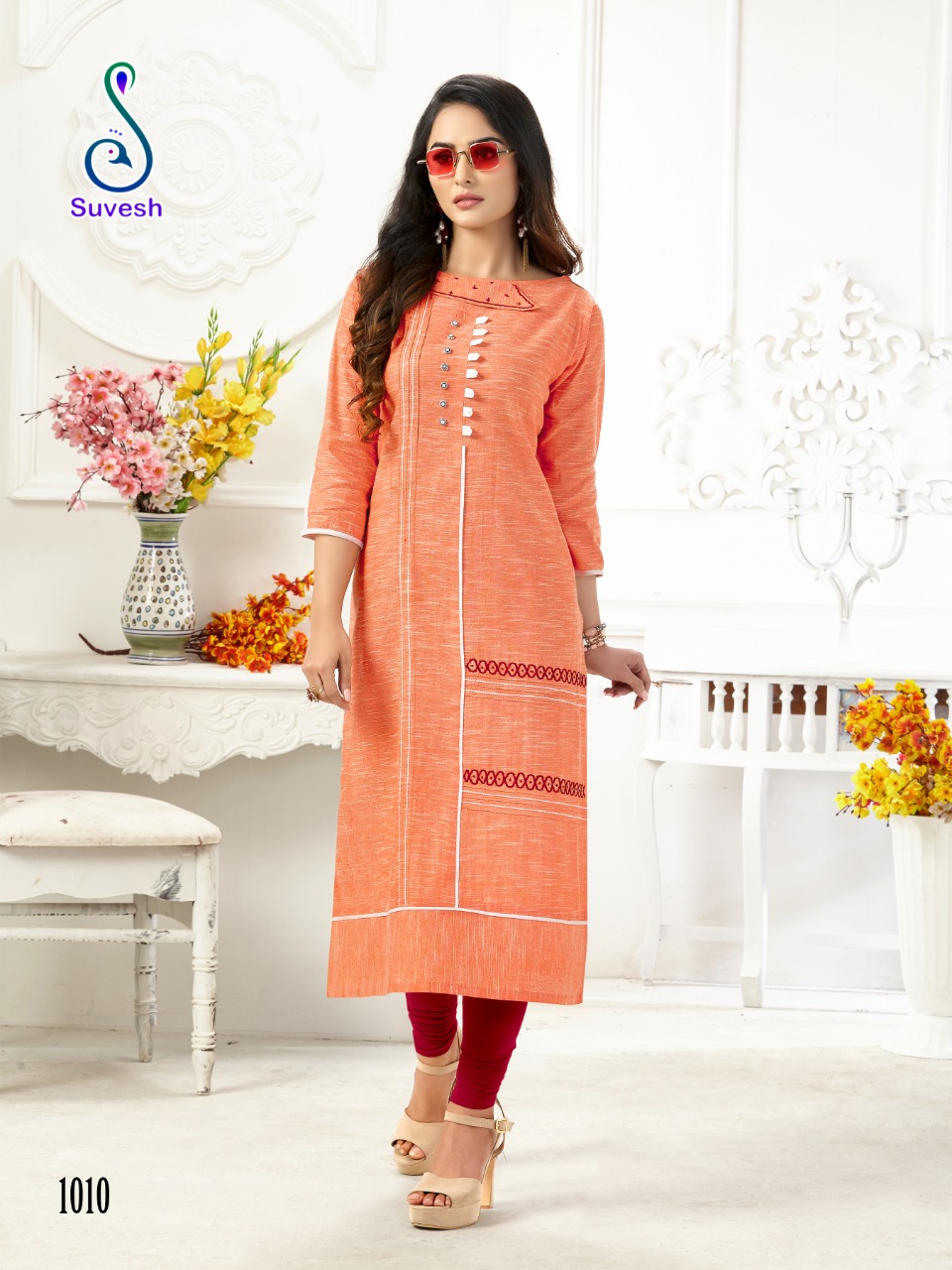 Rose Vol-2 By Suvesh 1009 To 1016 Series Beautiful Stylish Fancy Colorful Casual Wear & Ethnic Wear & Ready To Wear Cotton Embroidery Kurtis At Wholesale Price