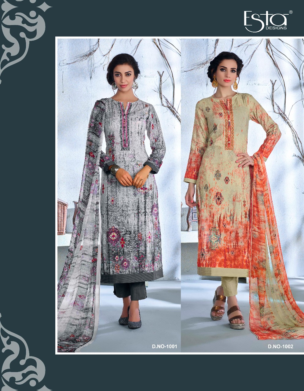 Rose By Esta Design  1001 To 1012 Series Suits Beautiful Stylish Fancy Colorful Designer Party Wear & Ethnic Wear Cotton Cambric Printed With Embroidery Dresses At Wholesale Price