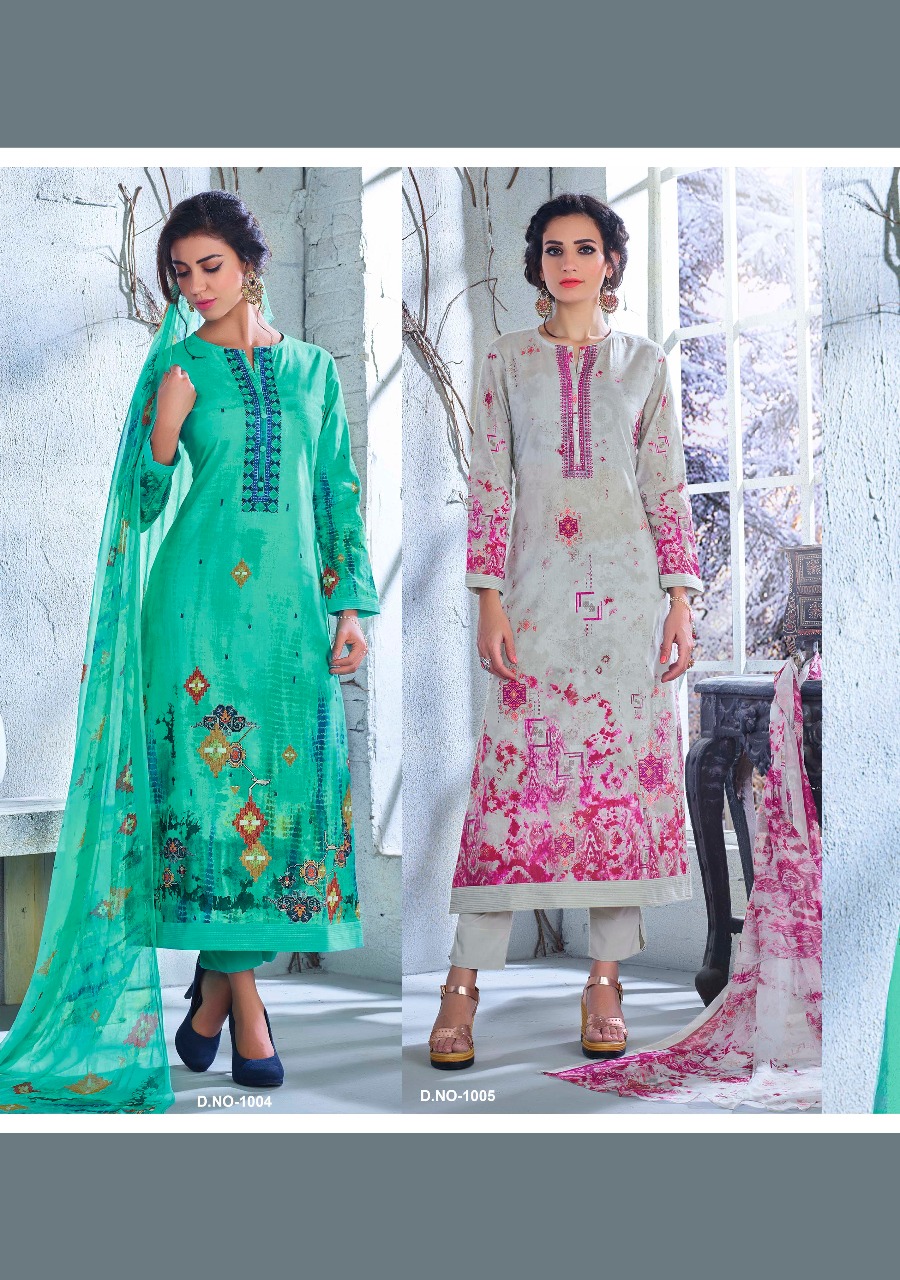 Rose By Esta Design  1001 To 1012 Series Suits Beautiful Stylish Fancy Colorful Designer Party Wear & Ethnic Wear Cotton Cambric Printed With Embroidery Dresses At Wholesale Price