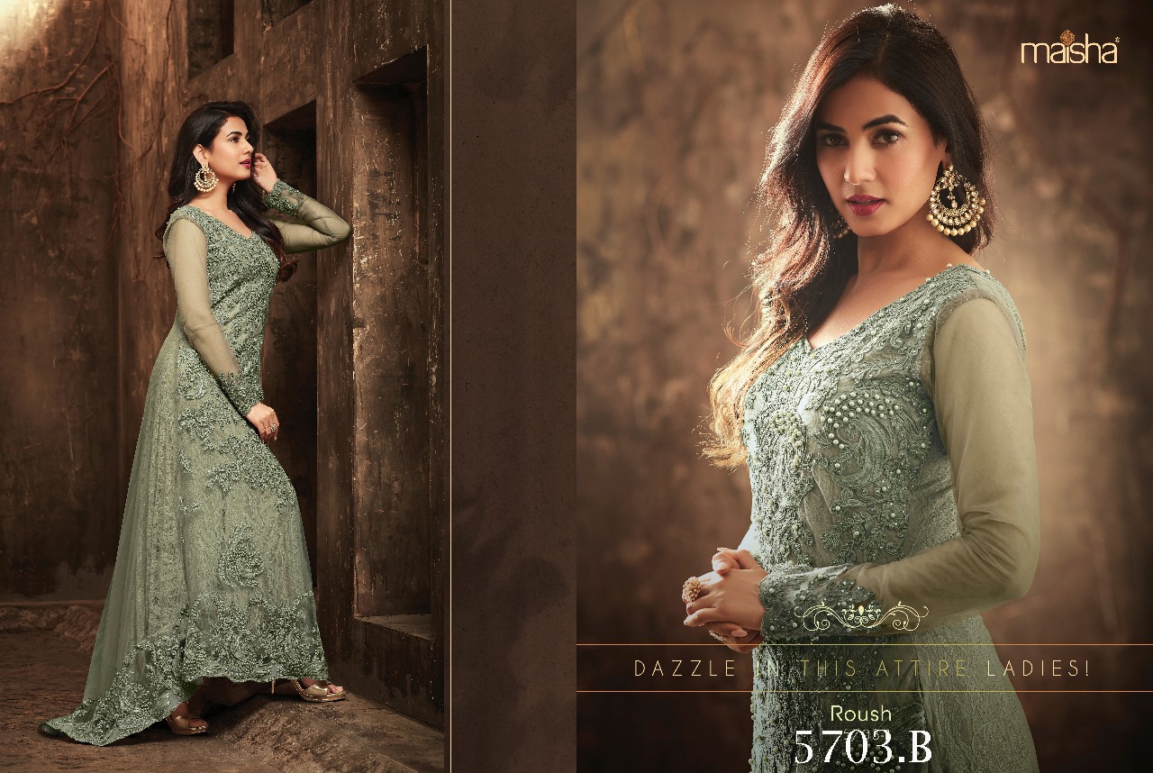 Roush Colours By Maisha Designer Bridal Wear Wedding Collection Colorful Beautiful Stylish Fancy Party Wear & Occasional Wear Net & Georgette Dresses At Wholesale Price