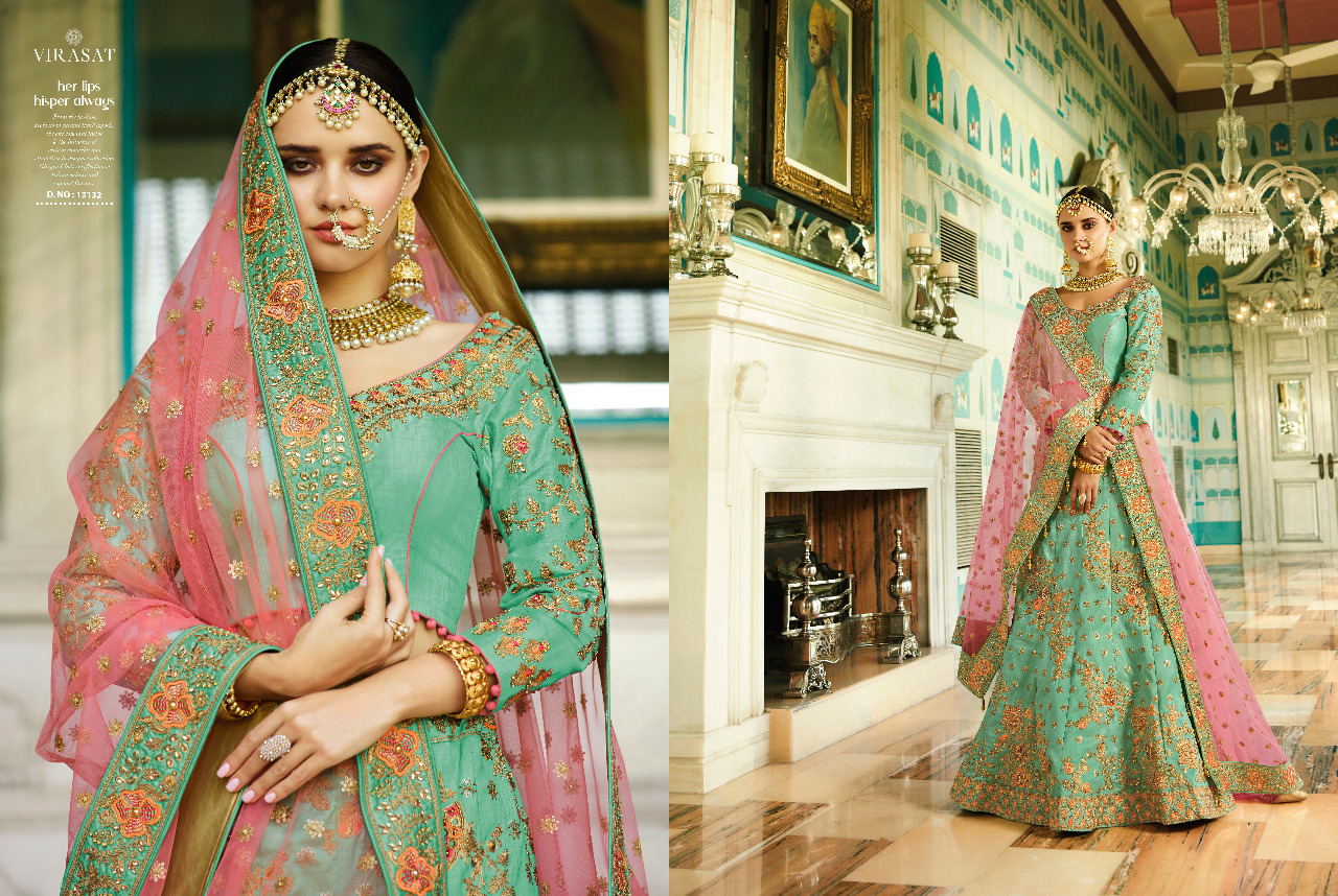 Royal Lehenga Vol-33 By Virasat 13128 To 13138 Series Designer Bridal Wear Collection Beautiful Stylish Colorful Fancy Party Wear & Occasional Wear Satin Silk Lehengas At Wholesale Price