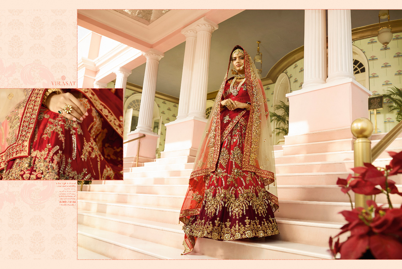 Royal Lehenga Vol-33 By Virasat 13128 To 13138 Series Designer Bridal Wear Collection Beautiful Stylish Colorful Fancy Party Wear & Occasional Wear Satin Silk Lehengas At Wholesale Price