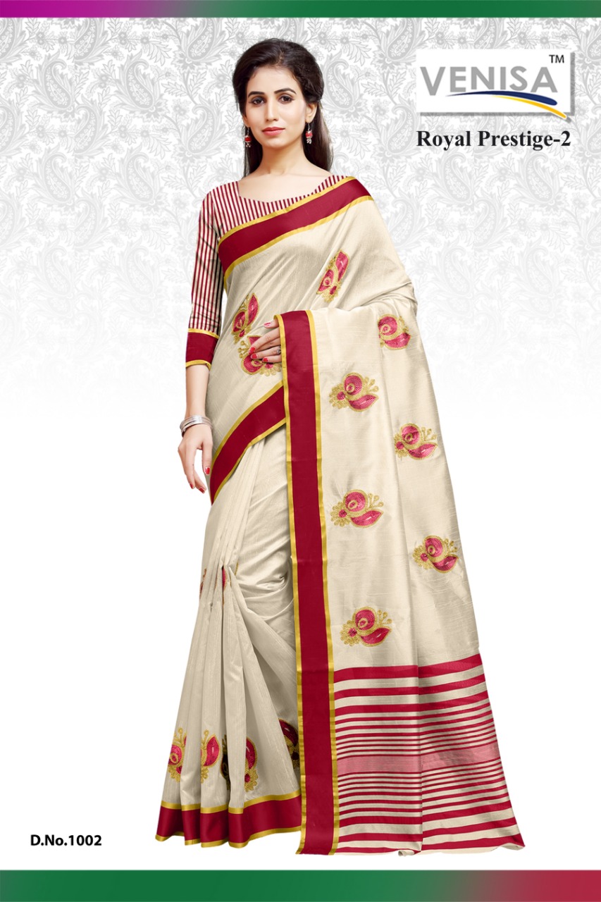 Royal Prestige Vol-2 By Venisa Indian Traditional Wear Collection Beautiful Stylish Fancy Colorful Party Wear & Occasional Wear Art Silk Cotton With Embroidery Sarees At Wholesale Price