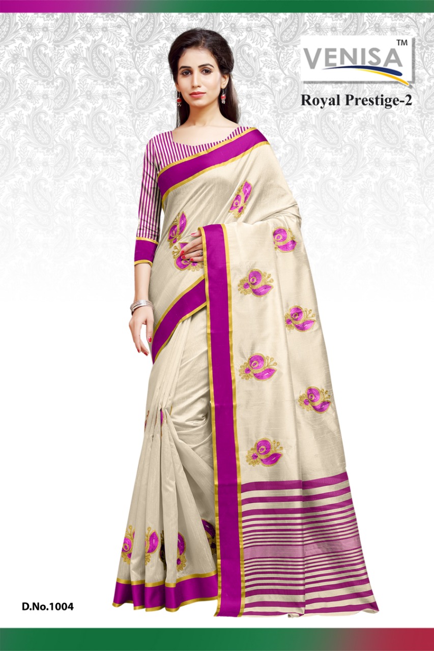 Royal Prestige Vol-2 By Venisa Indian Traditional Wear Collection Beautiful Stylish Fancy Colorful Party Wear & Occasional Wear Art Silk Cotton With Embroidery Sarees At Wholesale Price