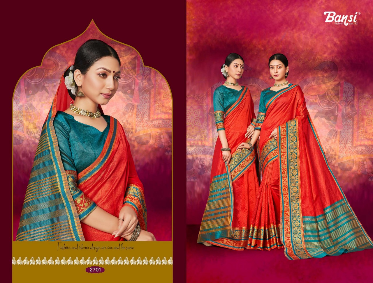Royal Touch By Bansi Tex Fab 2701 To 2712 Series Indian Traditional Wear Collection Beautiful Stylish Fancy Colorful Party Wear & Occasional Wear Top Dyed Sarees At Wholesale Price
