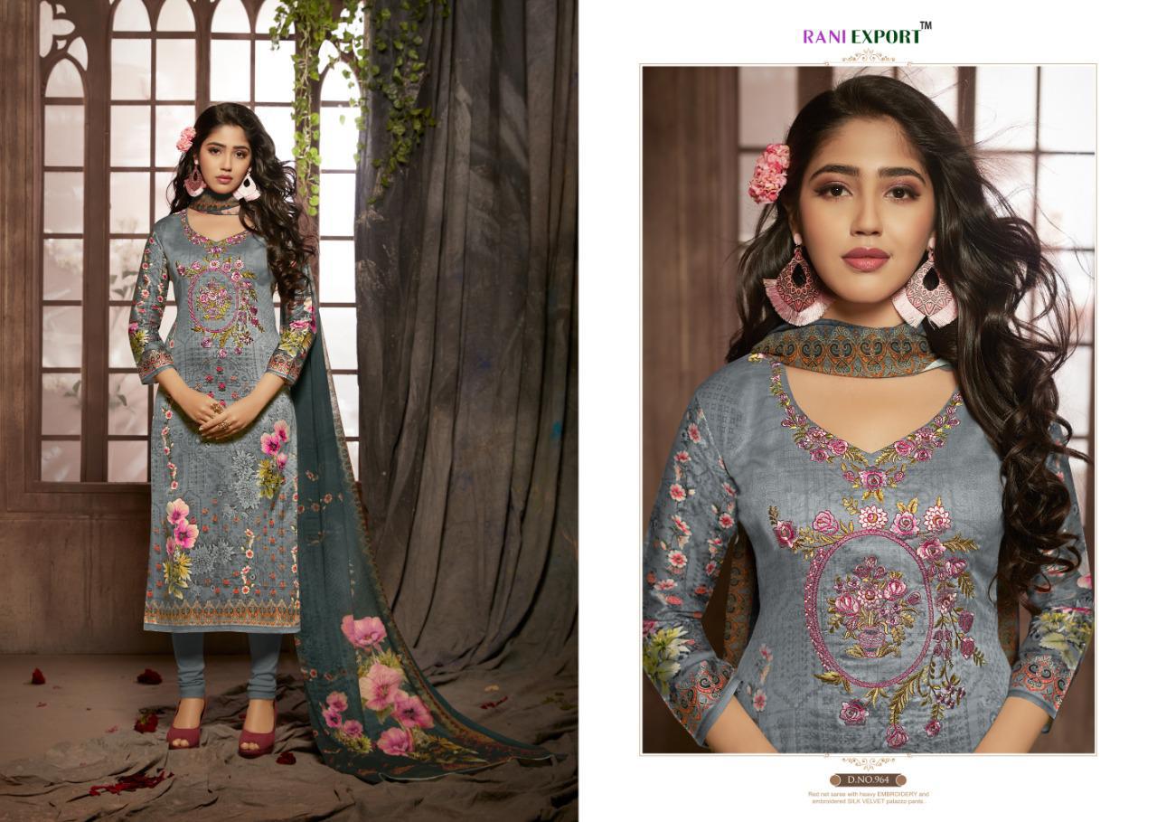 Rozy By Rani Exports 959 To 966 Series Indian Traditional Wear Collection Beautiful Stylish Fancy Colorful Party Wear & Occasional Wear Pure Jam Cotton Digital Printed Dresses At Wholesale Price