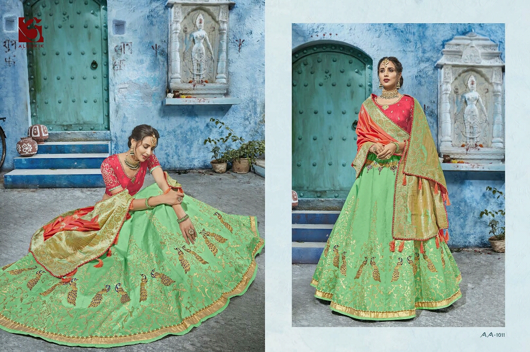 Ruaab By Aloukik 1001 To 1012 Series Bridal Wear Collection Beautiful Stylish Colorful Fancy Party Wear & Occasional Wear Pure Silk Lehengas At Wholesale Price