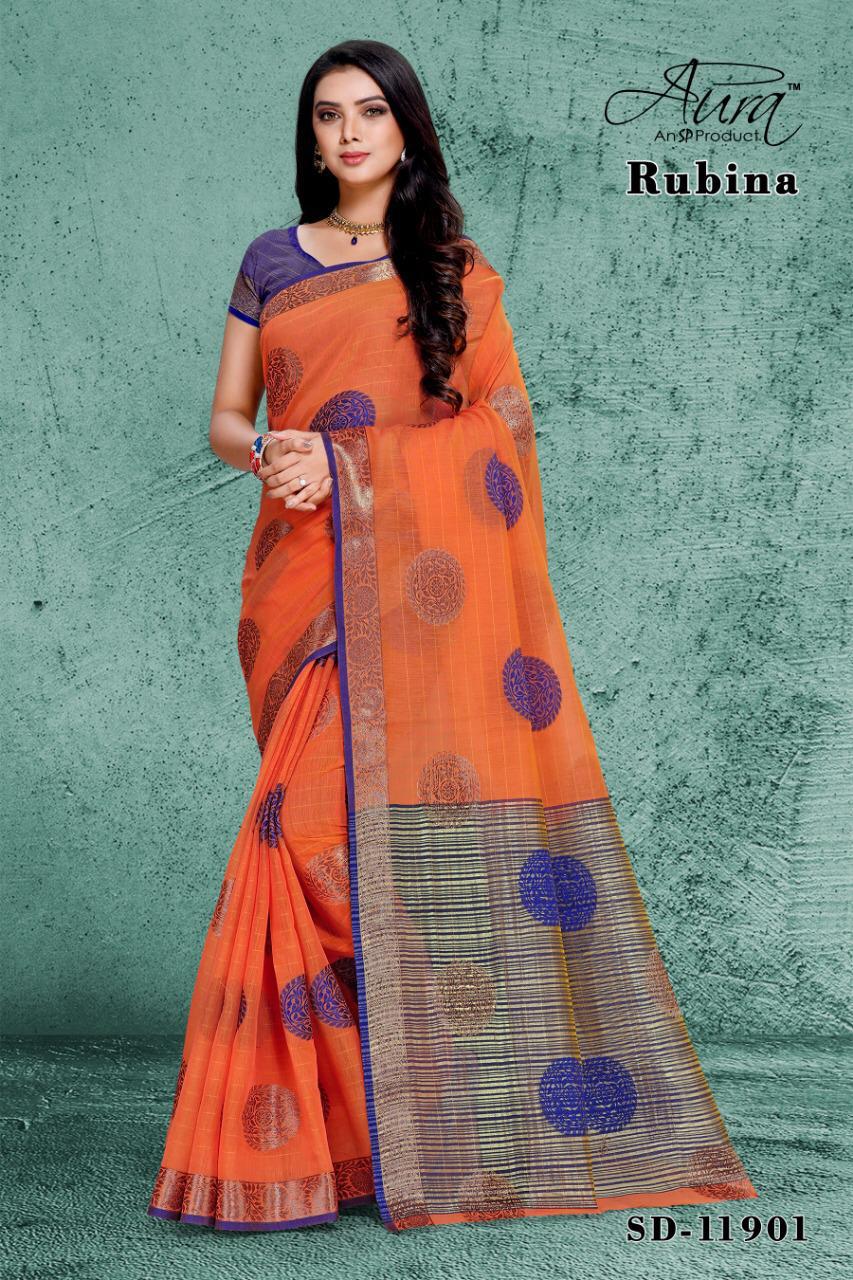 Rubina By Aura 11901 To 11904 Series Indian Traditional Wear Collection Beautiful Stylish Fancy Colorful Party Wear & Occasional Wear Pure Soft Cotton Sarees At Wholesale Price
