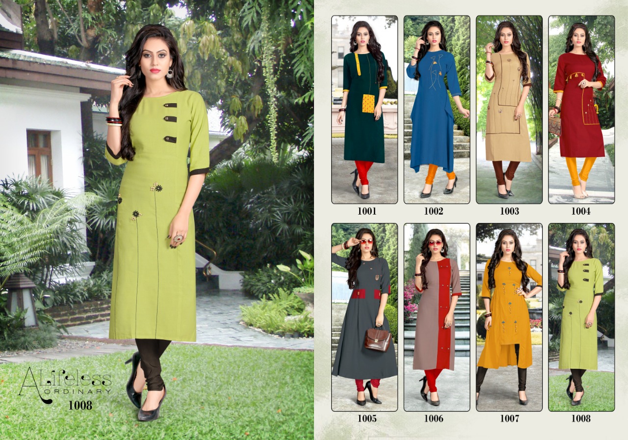 Ruby By Dj 1001 To 1008 Series Beautiful Colorful Stylish Fancy Casual Wear & Ethnic Wear & Ready To Wear Flex Heavy Rayon Kurtis At Wholesale Price