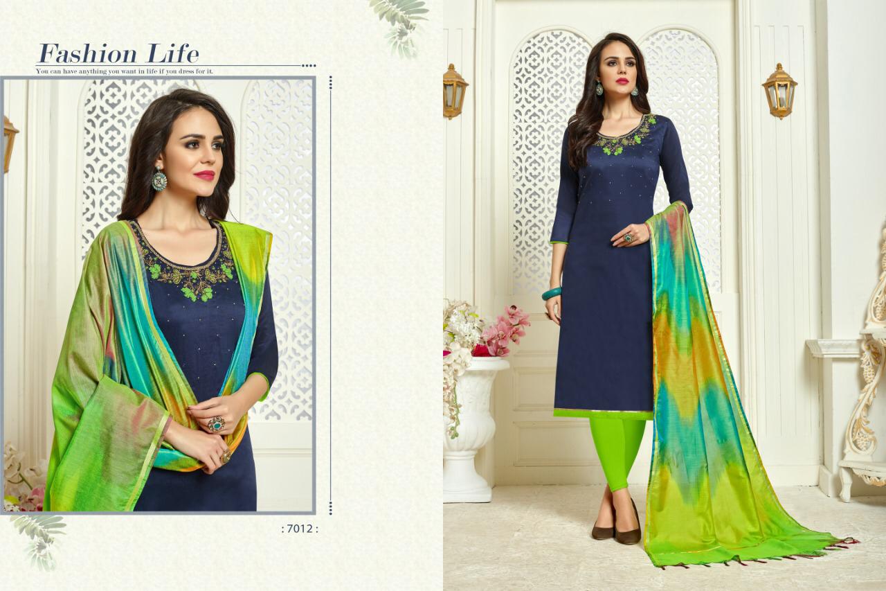 Rudrx Vol-7 By Ravi Creation 7001 To 7012 Series Designer Suits Collection Beautiful Stylish Fancy Colorful Party Wear & Occasional Wear South Cotton Silk Dresses At Wholesale Price