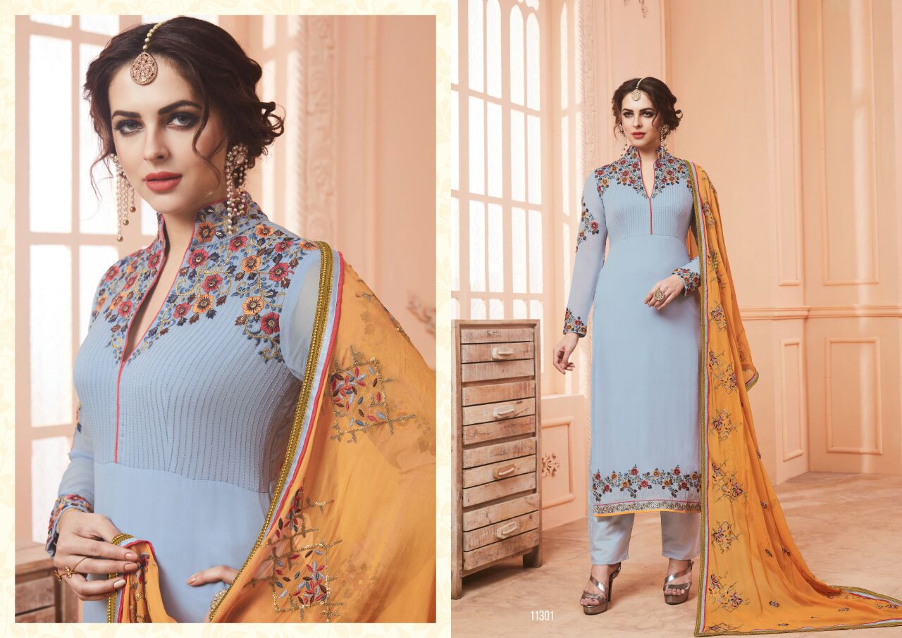 Ruhaab Vol-44 By Shivam Prints 11300 To 11308 Series Beautiful Stylish Fancy Colorful Party Wear & Occasional Wear Mango Georgette Embroidered Dresses At Wholesale Price