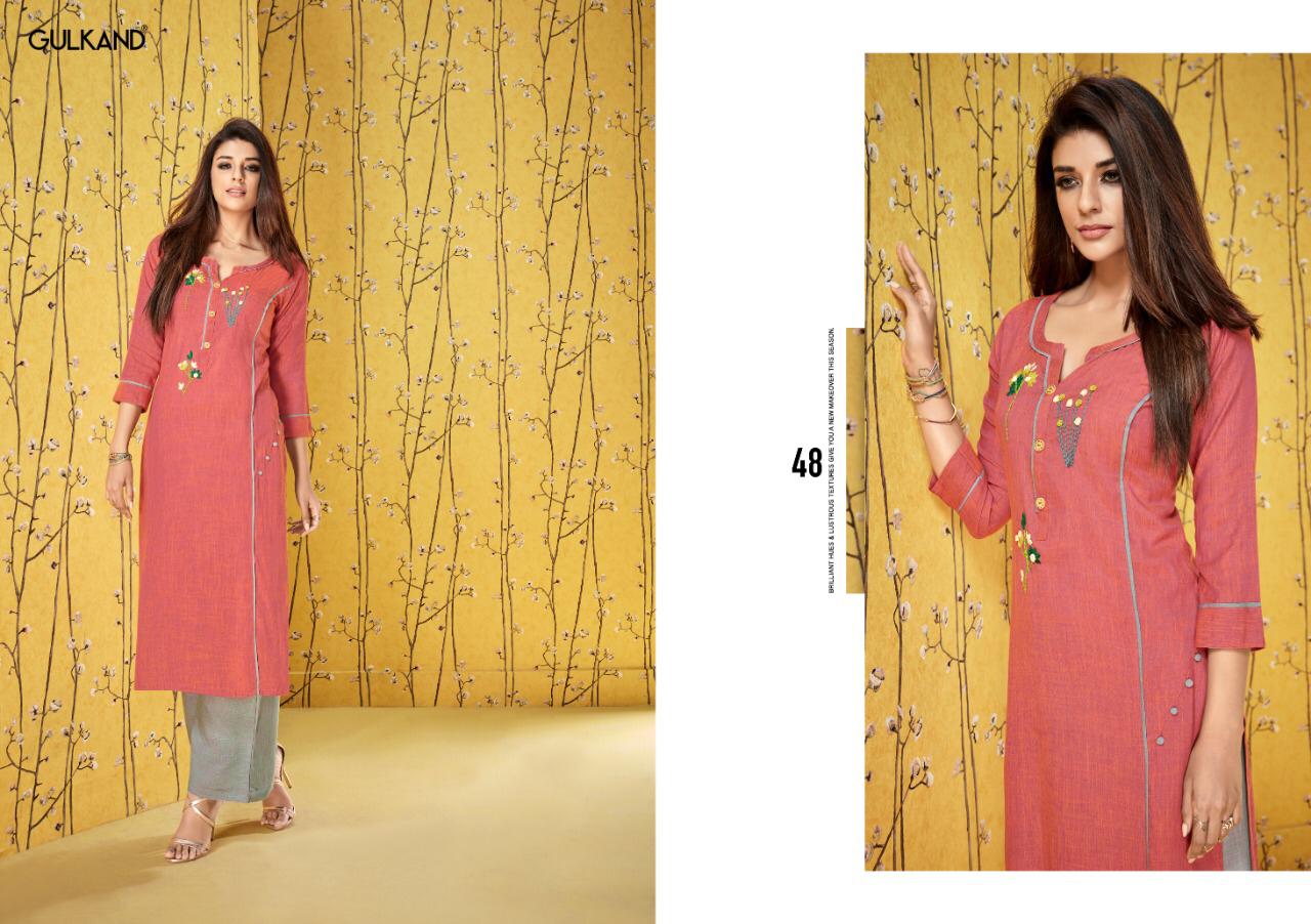 Ruhani By Gulkand 45 To 50 Series Beautiful Colorful Stylish Fancy Casual Wear & Ethnic Wear & Ready To Wear Heavy Two Tone Rayon With Palazzo Kurtis At Wholesale Price