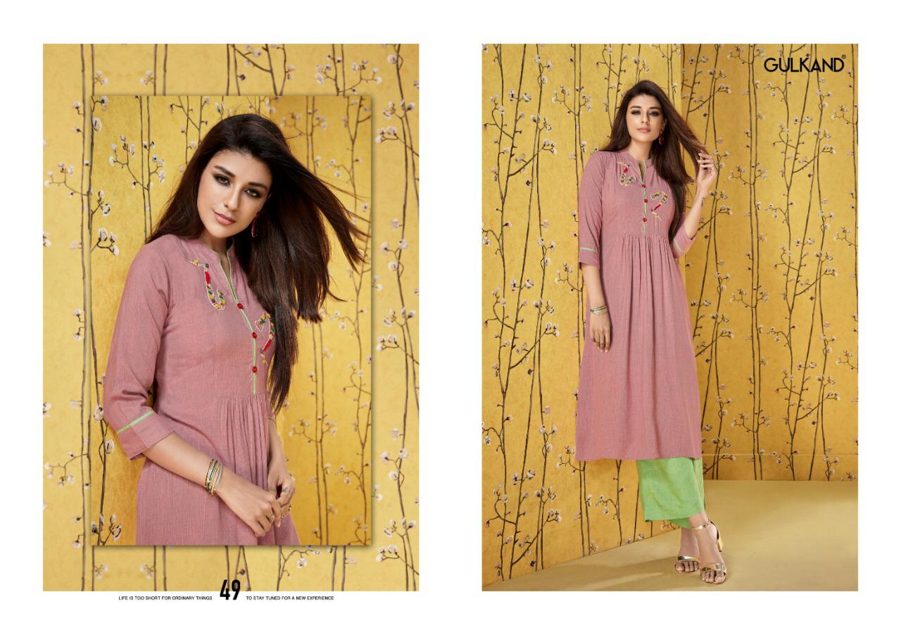 Ruhani By Gulkand 45 To 50 Series Beautiful Colorful Stylish Fancy Casual Wear & Ethnic Wear & Ready To Wear Heavy Two Tone Rayon With Palazzo Kurtis At Wholesale Price