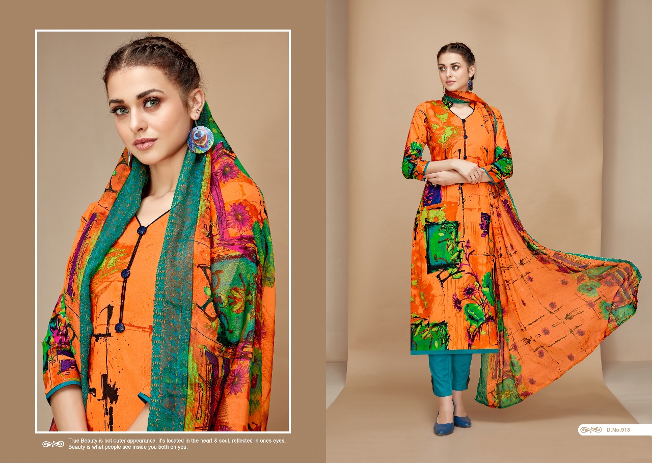 Russian By Ganesh Fashion 913 To 922 Series Beautiful Suits Stylish Fancy Colorful Casual Wear & Ethnic Wear Cambric Printed Dresses At Wholesale Price