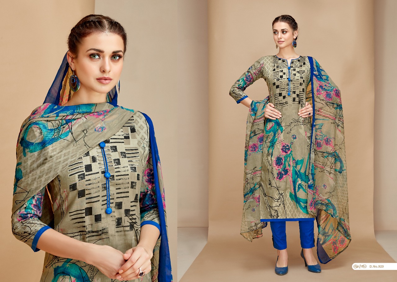 Russian By Ganesh Fashion 913 To 922 Series Beautiful Suits Stylish Fancy Colorful Casual Wear & Ethnic Wear Cambric Printed Dresses At Wholesale Price