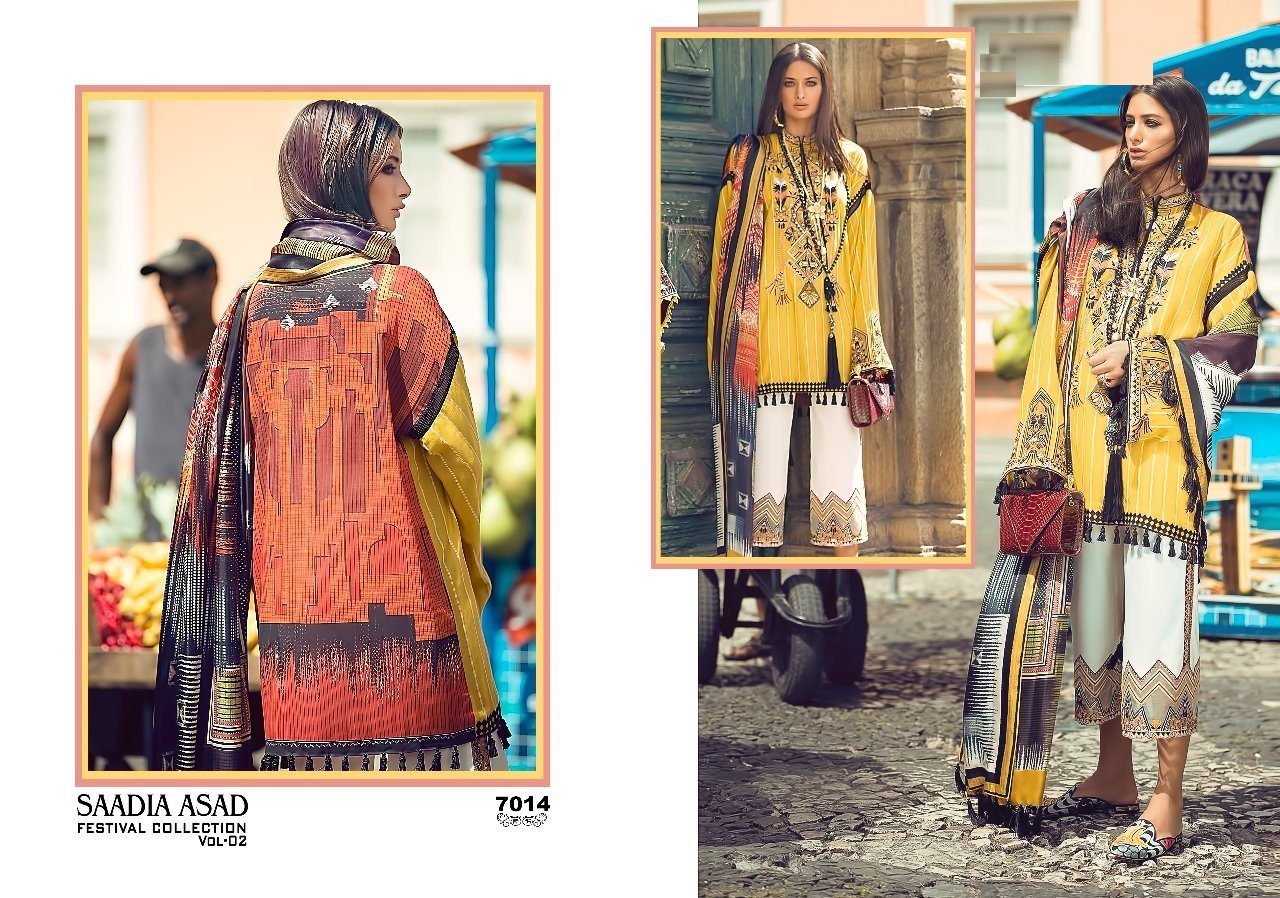 Saadia Asad Festive Collection Vol-2 Nx By Shree Fabs Designer Pakistani Suits Beautiful Fancy Stylish Colorful Party Wear & Occasional Wear Cambric Cotton Print With Embroidery Dresses At Wholesale Price