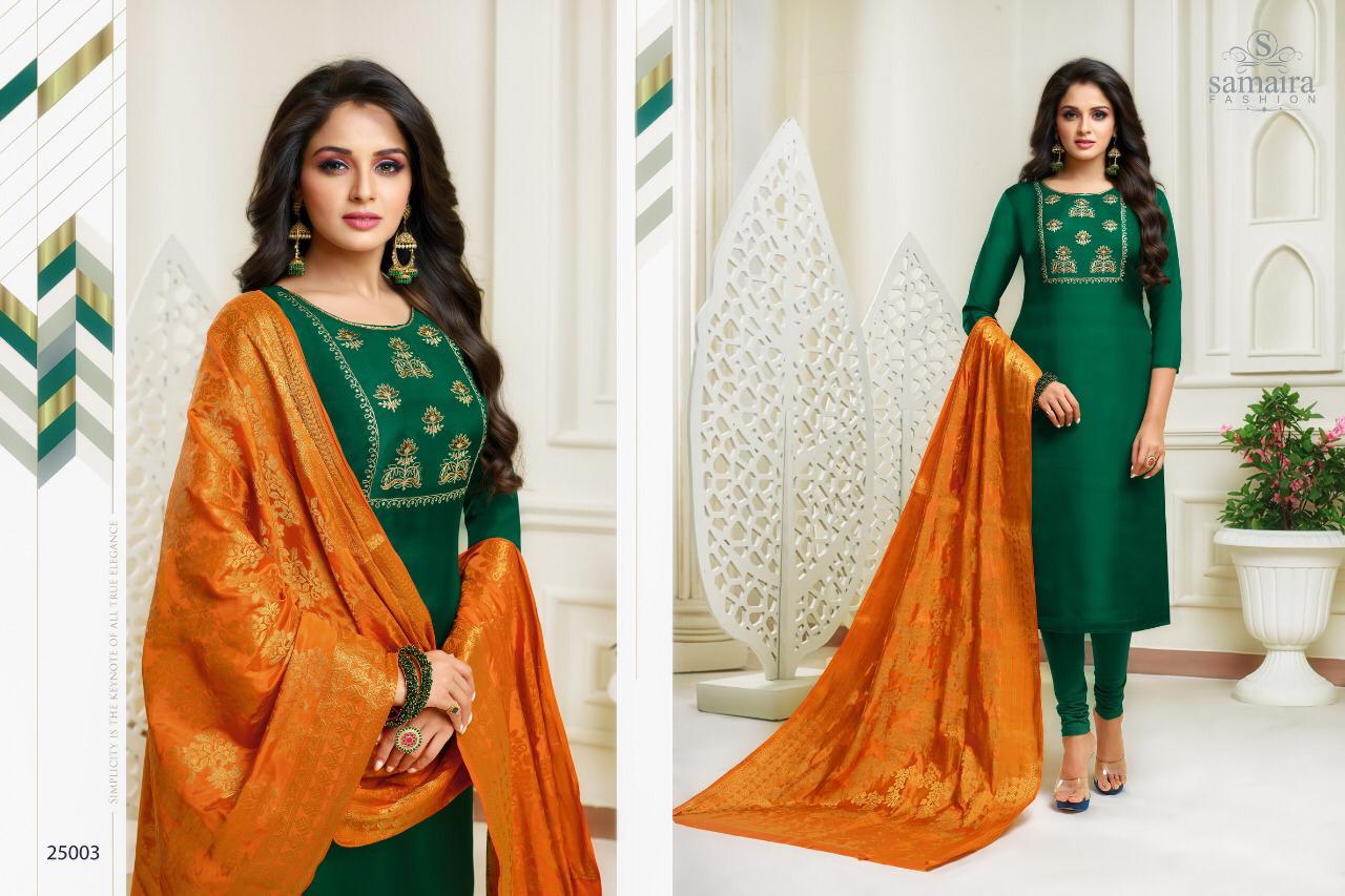 Saaho By Samaira Fashion 25002 To 25007 Beautiful Collection Suits Stylish Fancy Colorful Casual Wear & Ethnic Wear Upada Silk With Embroidery Work Dresses At Wholesale Price